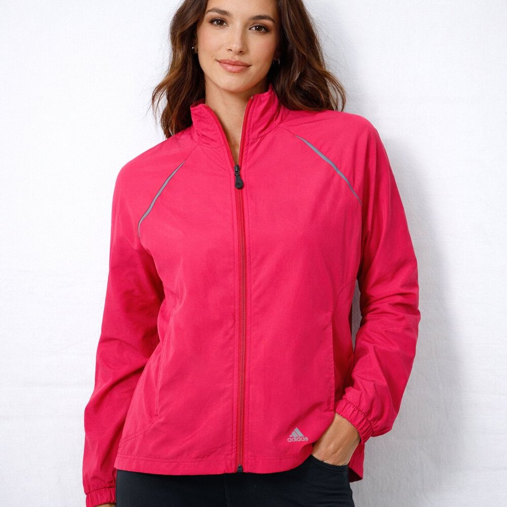 Adidas Hot Pink Full-Zip Athletic Jacket | Lightweight Sport‎ Layer | Size Large